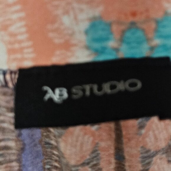 AB Studio Orange Blue Abstract Boho Maxi Skirt Festival Hippie S/M - Picture 8 of 9